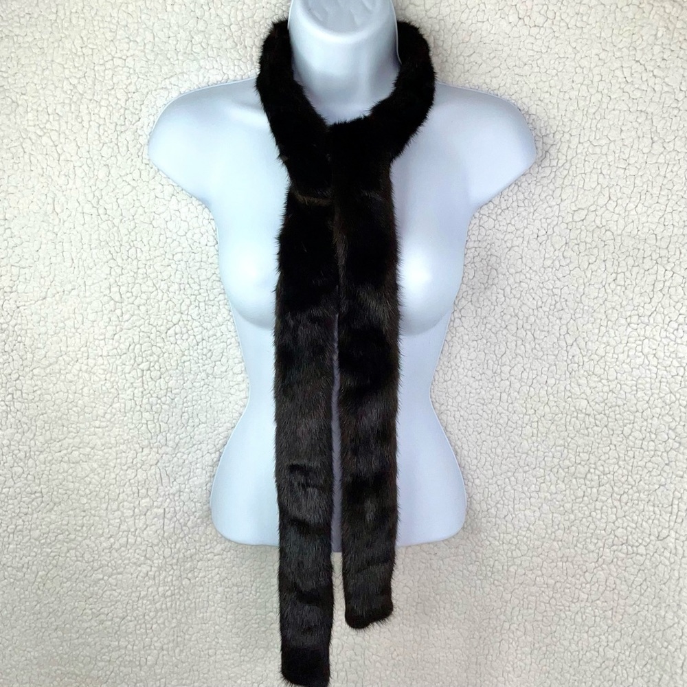 EUC genuine mink scarf/belt, dark brown, silky & luxurious vintage estate piece - Picture 4 of 5